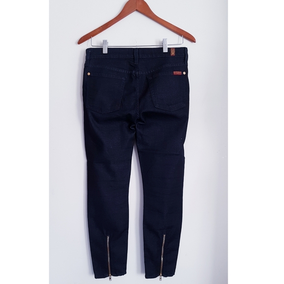 7 FOR ALL MANKIND Blue Skinny Back Zip Ankle Jeans - Picture 9 of 9